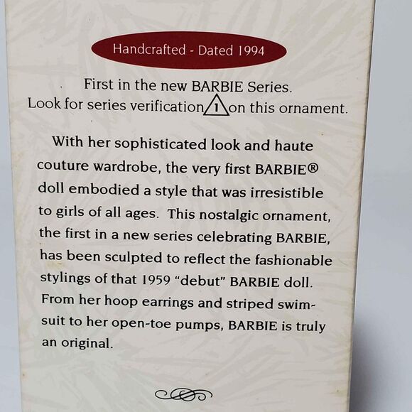 Hallmark Keepsake Ornament Barbie Series #1 1959 Debut 1994 NEW - Picture 6 of 10